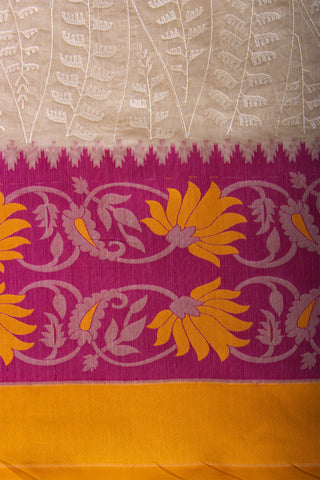 Paithani silk saree with Embroidery work and flower handprint  saree