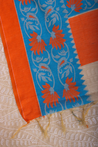 Paithani silk saree with Embroidery work and flower handprint  saree