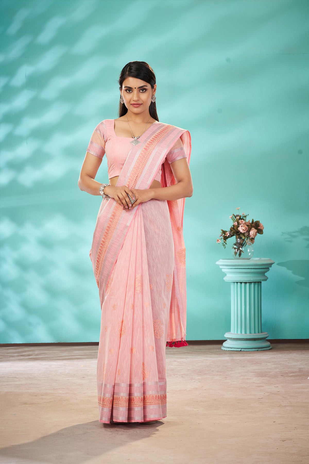 Venkatagiri cotton with embroidery work saree