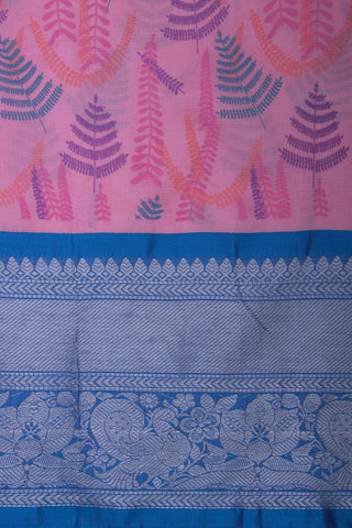 Mangalagiri Silk Pattu Saree With Peacock Weaving Border-3