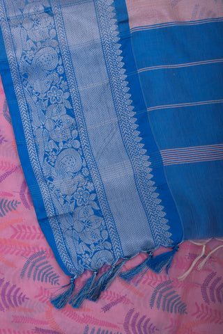 Mangalagiri Silk Pattu Saree With Peacock Weaving Border-3