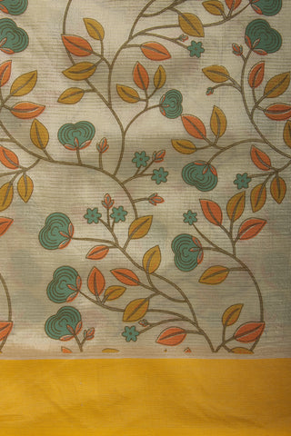 Mangalagiri silk saree with flowers and leafs print