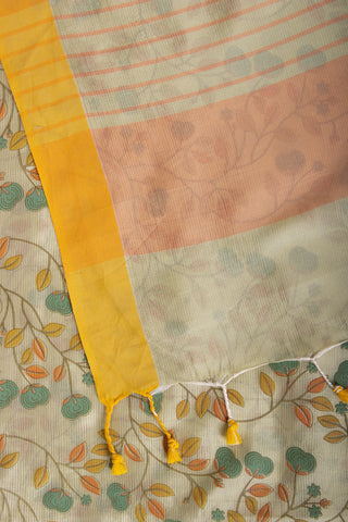 Mangalagiri silk saree with flowers and leafs print