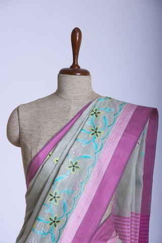 Venkatagiri cotton with embroidery work saree