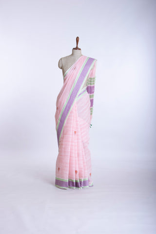 Classic Grey colour khadi cotton saree with hand embroidery motifs