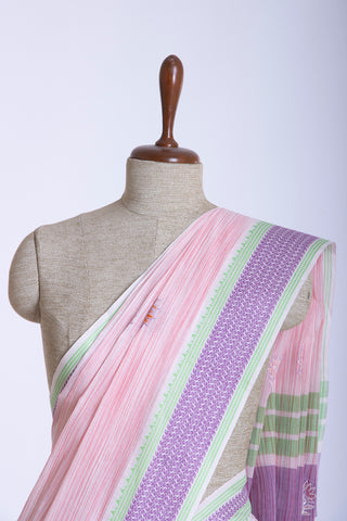 Classic Grey colour khadi cotton saree with hand embroidery motifs