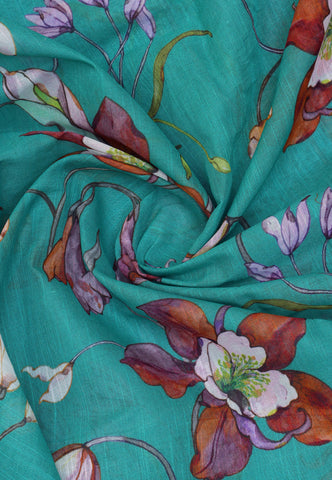Malabari Digital Print Sarees -Premium Sarees (Blue)