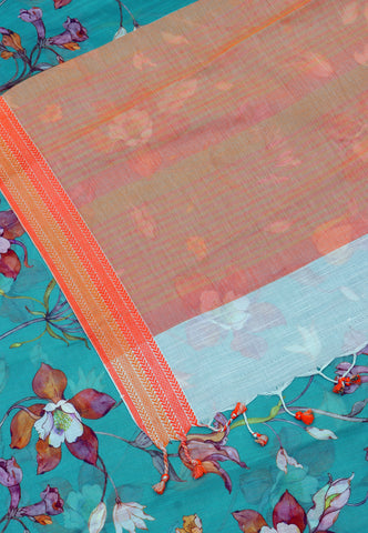 Malabari Digital Print Sarees -Premium Sarees (Blue)