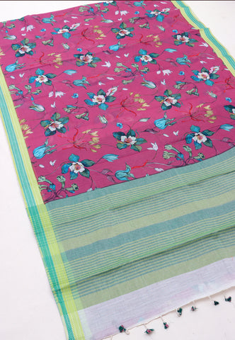Malabari Digital Print Sarees -Premium Sarees (Purple)