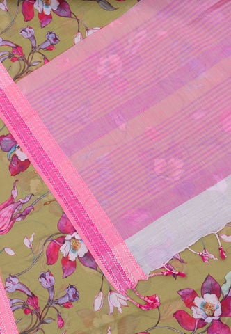 Malabari Digital Print Sarees -Premium Sarees (Light Green)