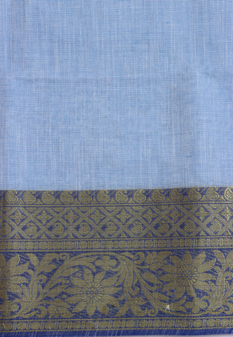 Kollam Chettinadu With Orange Collur and Border with Blue Shade-(SA-030)