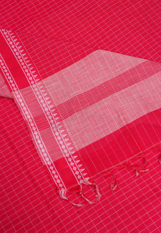 Kollam Katari Khadi With Light Red Collur and Border with Red Shade-(SA-025)