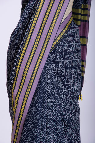 Chittinadu Cotton Bandhini Print Saree With Thread Weaving Border.