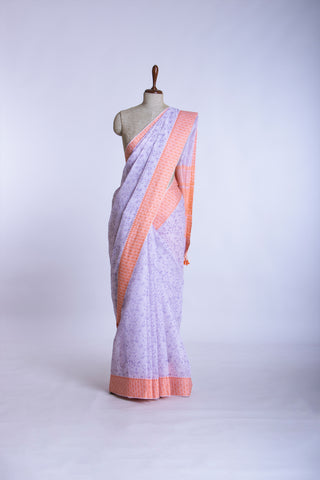 Chittinadu Cotton Saree With Bird On Branch Prints.