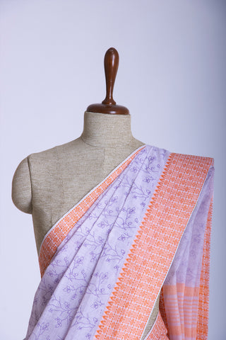 Chittinadu Cotton Saree With Bird On Branch Prints.