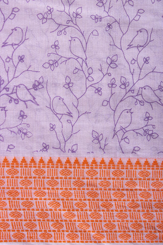 Chittinadu Cotton Saree With Bird On Branch Prints.