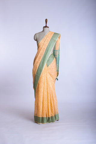 Chittinadu Cotton Saree With Bird On Branch Prints.