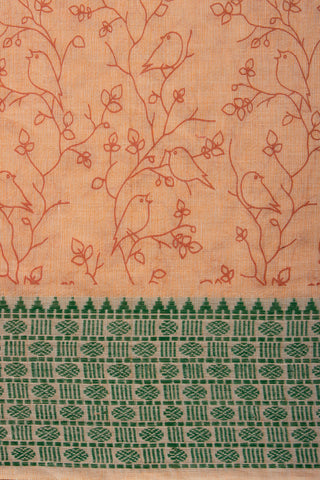 Chittinadu Cotton Saree With Bird On Branch Prints.