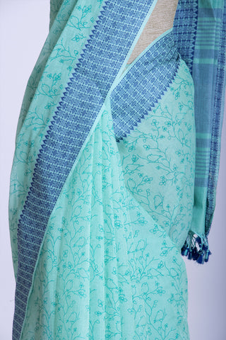 Chittinadu Cotton Saree With Bird On Branch Prints.