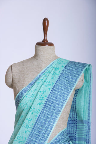 Chittinadu Cotton Saree With Bird On Branch Prints.