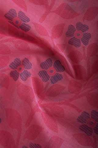 Chettinadu cotton saree in Brick Pink with Floral  handprint