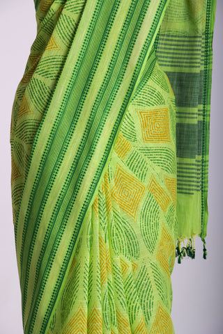 Chettinadu cotton saree with Art pattern handprint