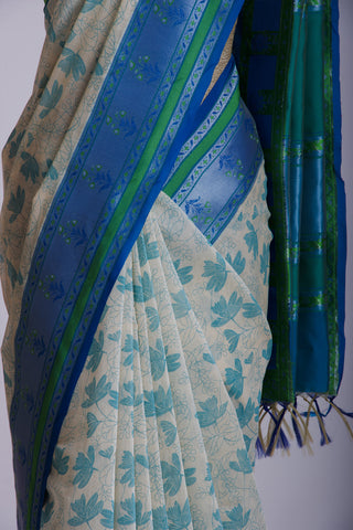 Dhaka Silk Printed Saree With Weaving Border.