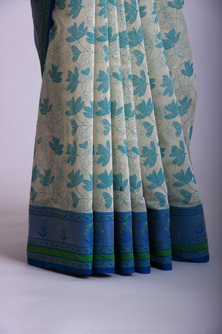 Dhaka Silk Printed Saree With Weaving Border.