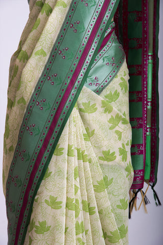 Dhaka Silk Printed Saree With Weaving Border.