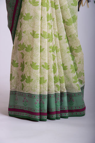 Dhaka Silk Printed Saree With Weaving Border.