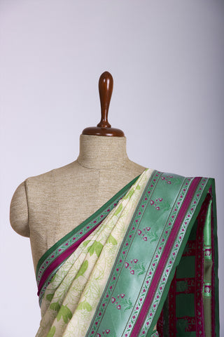 Dhaka Silk Printed Saree With Weaving Border.