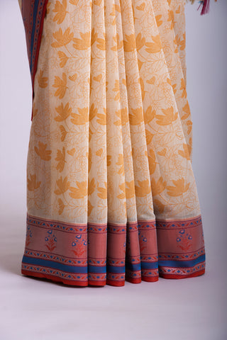 Dhaka Silk Printed Saree With Weaving Border.