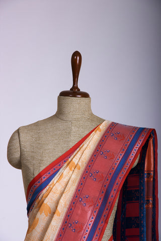 Dhaka Silk Printed Saree With Weaving Border.