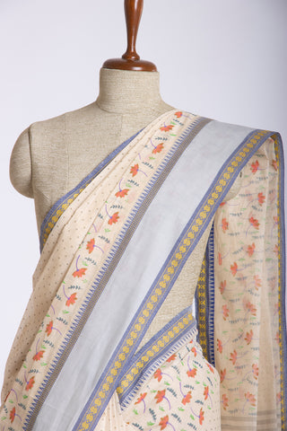 Kanchi cotton saree in floral print with texture