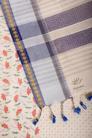 Kanchi cotton saree in floral print with texture