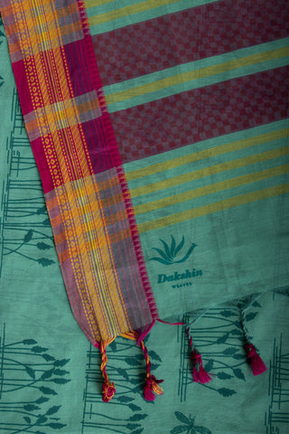 Kanchi cotton saree in floral print with texture