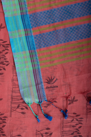 Kanchi cotton saree in floral print with texture