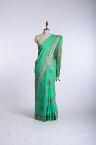 Kanchi cotton saree in cows print with texture