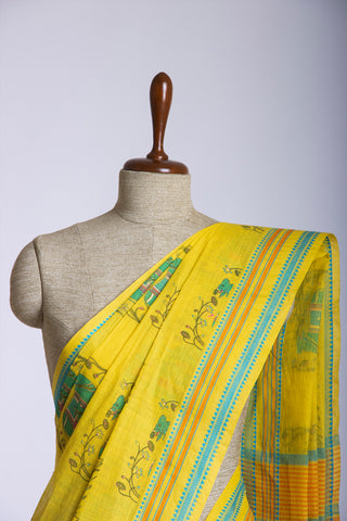 Kanchi cotton saree in cows print with texture