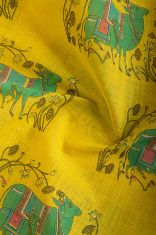 Kanchi cotton saree in cows print with texture