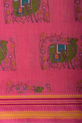 Kanchi cotton saree in cows print with texture