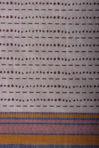 Kanchi cotton saree in dots and small lines print with texture