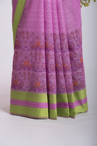 Kanchi cotton saree in floral print with texture