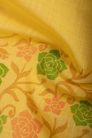 Kanchi cotton saree in floral print with texture