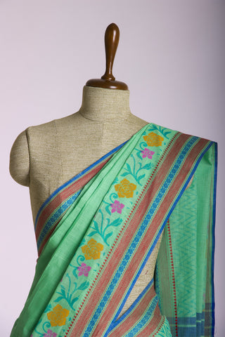 Kanchi cotton saree in floral print with texture