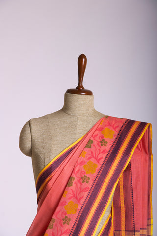 Kanchi cotton saree in floral print with texture