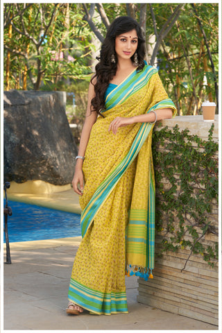 Kanchi Cotton Floral Printed Saree