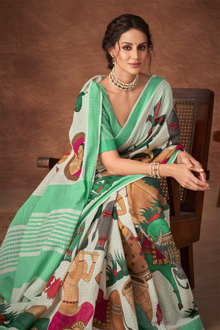 Kanchi Cotton Saree Digital Print With Checks Pattern