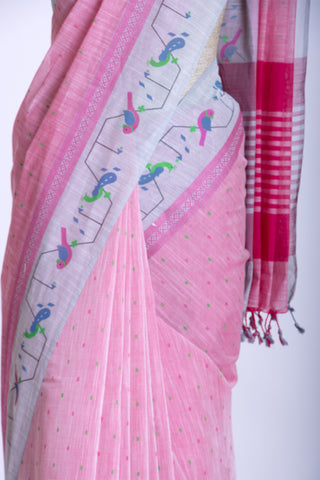 Kanchi cotton printed saree with texture