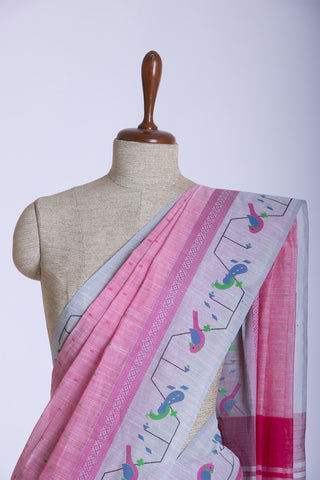 Kanchi cotton printed saree with texture